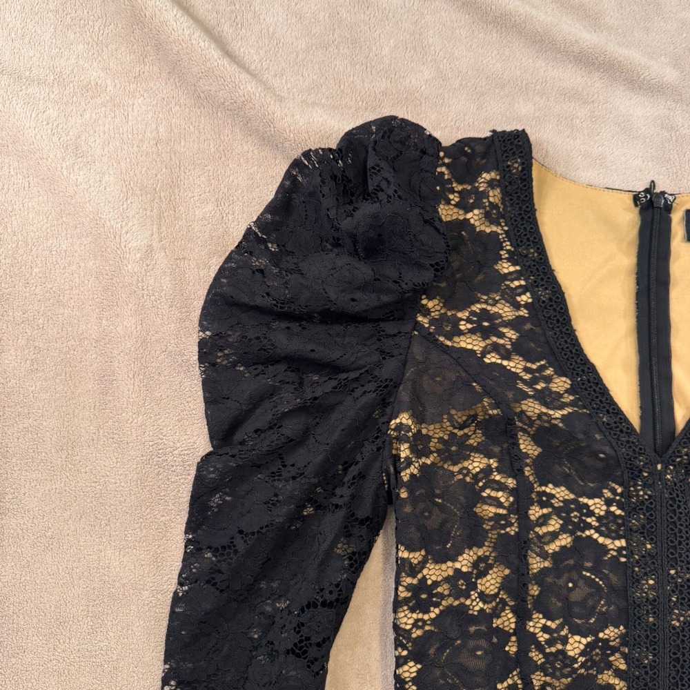 VICI Black Floral Lace Peplum Romantic Date Top Luxe Chic Whimsygoth Party Sz M - Picture 5 of 13